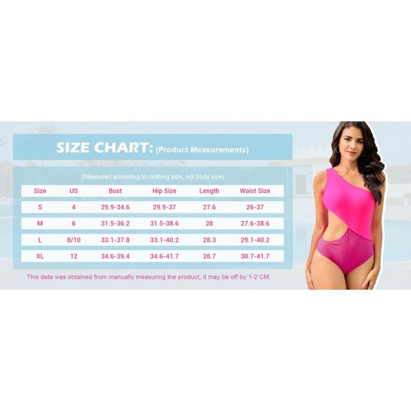 SweatyRocks Color Block One Shoulder Cutout 1pc Monokini Swimsuit SZ L: NWOT - Picture 11 of 12